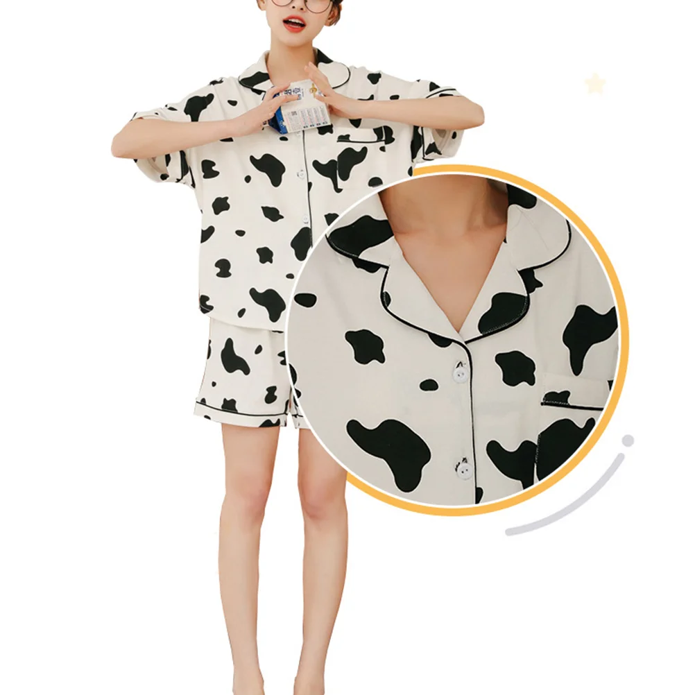 Night Shirts Women Sleepwear New Year Cow Costume Cotton Sleepwear Women Cow Print Accessories Print Sleepwear Womens Comfy Sets