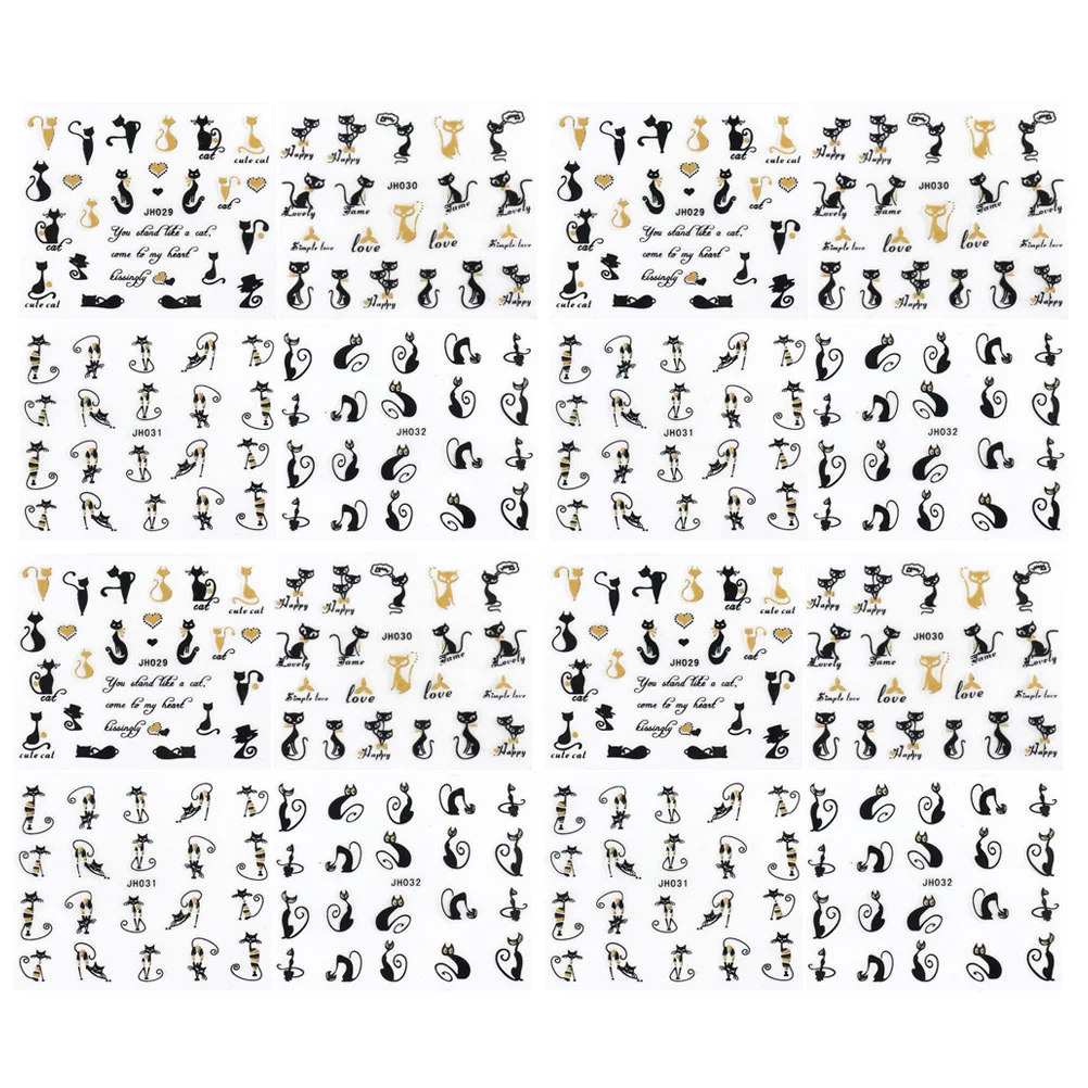 

16 Pcs Nail Stickers Kitten Child Nails Gel Transfers Adorable Animal Decal