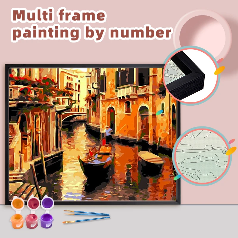 

RUOPOTY Diy Painting By Numbers With Multi Aluminium Frame Kits 60x75cm Landscape Craft Picture By Numbers Home Decor Gift