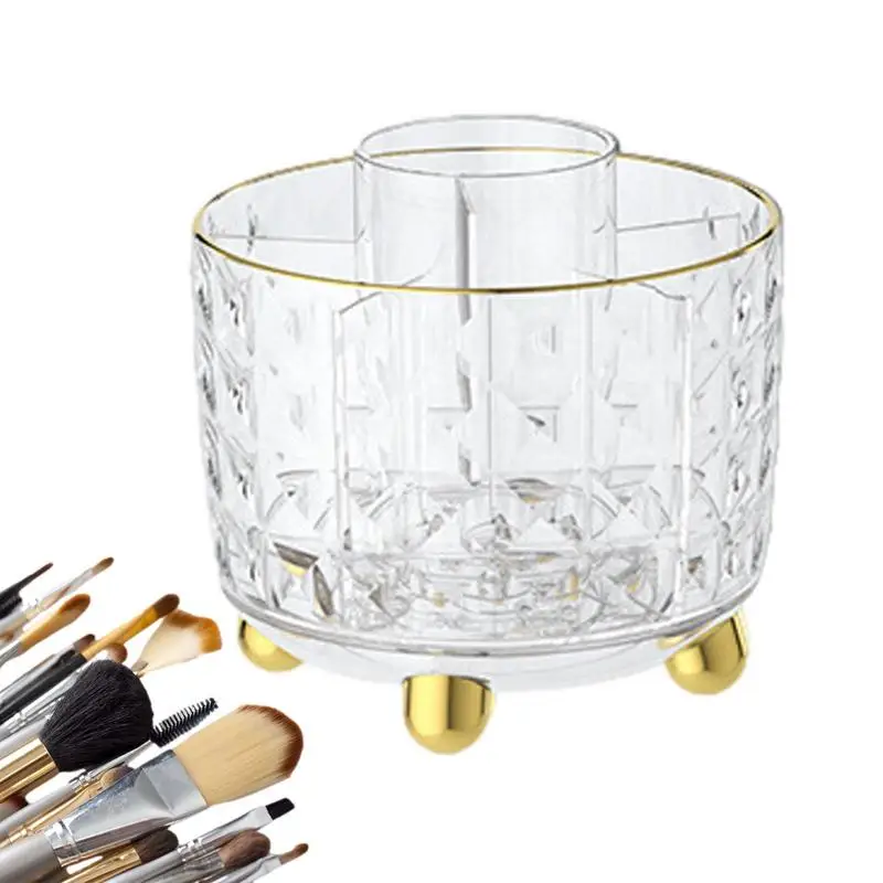 

Spinning Cosmetic Storage Cases Makeup Organizer Holder Rotating Desktop Cosmetic Desk Storage Container For Makeup Brushes