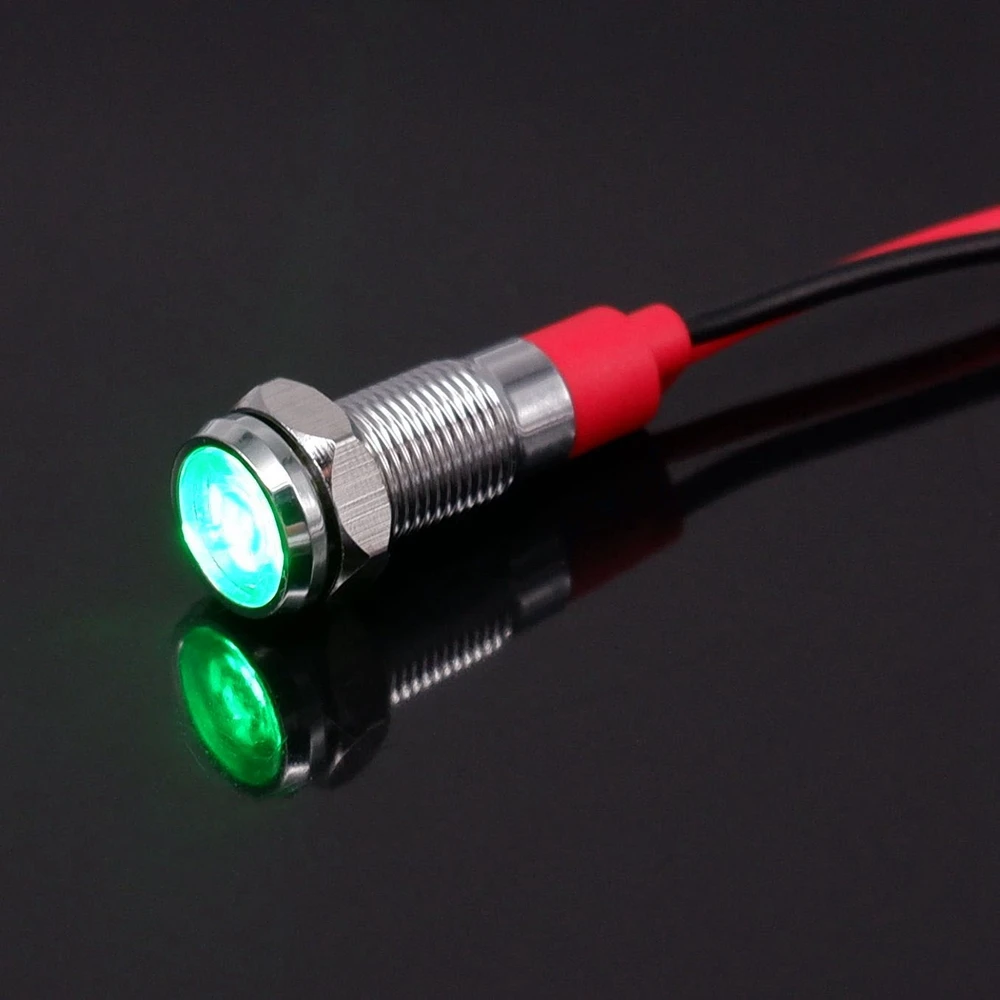 Металлический светодиодный индикатор 6 мм  красного, оранжевого, синего, зеленого, белого цвета