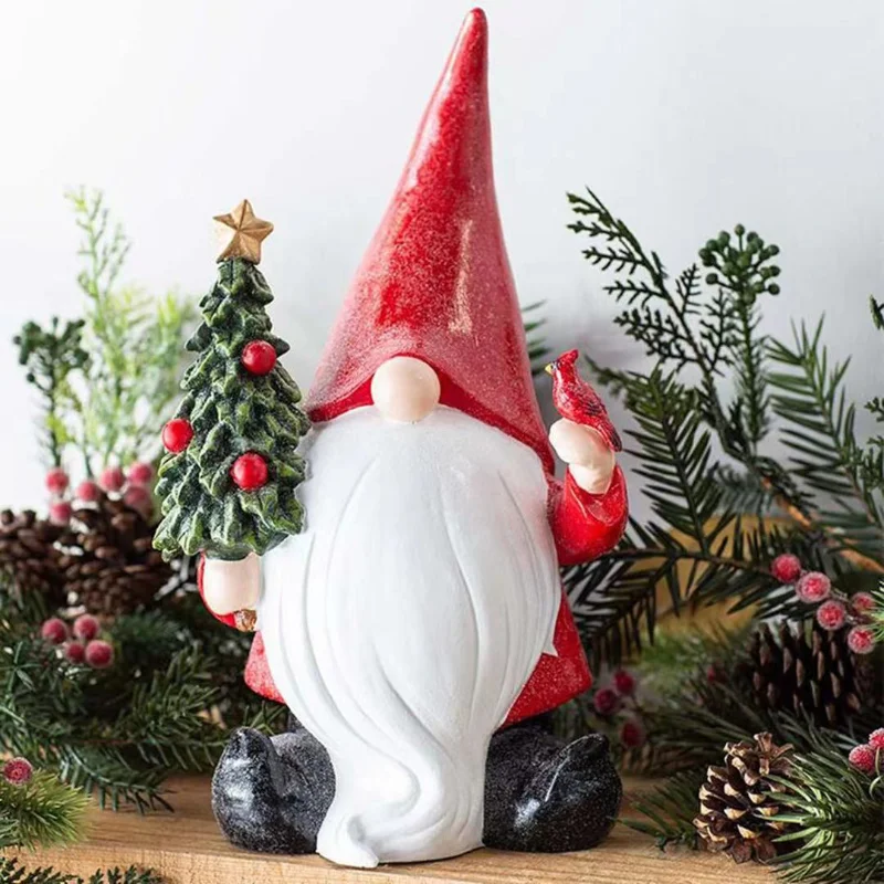 

Santa Claus Decorative Statue Resin Crafts White Beard Dwarf Table Decoration Holiday Decoration Christmas Gift Home Decoration