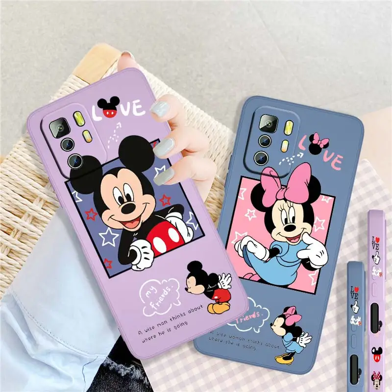 

Disney Mickey Minnie Mouse Liquid Left Rope Phone Case For Xiaomi Redmi Note 12 11 11S 11T 10S 10 9S 9T 9 Pro Plus 5G Funda