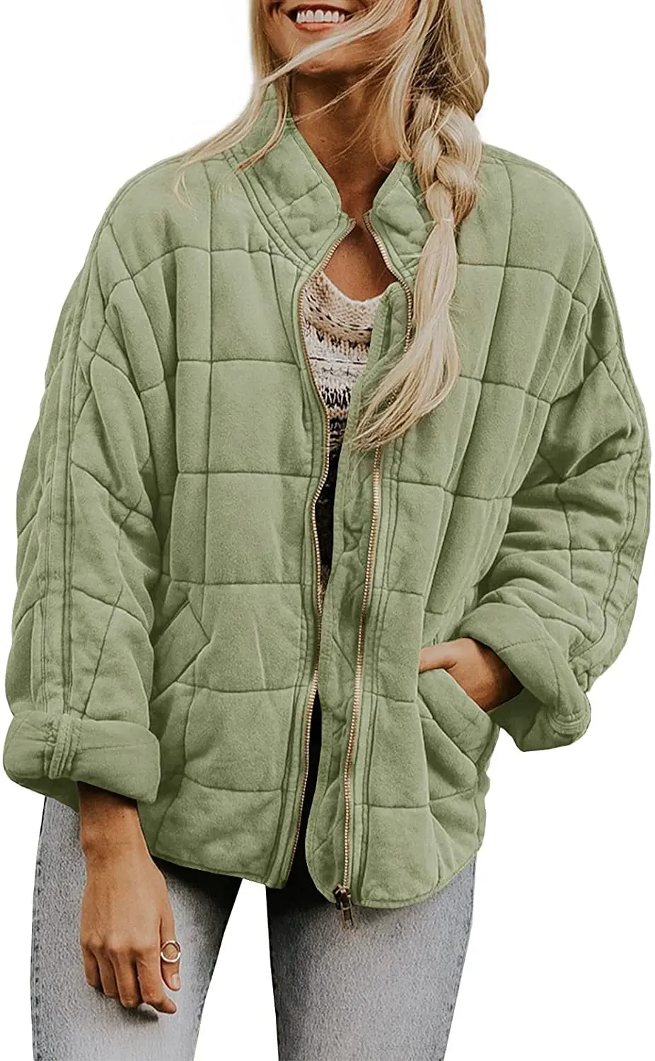 2022 Autumn and Winter Solid Color Stand Collar Cotton Coat Women's Coat New Straight Pocket Long-sleeved Jacket Top Women