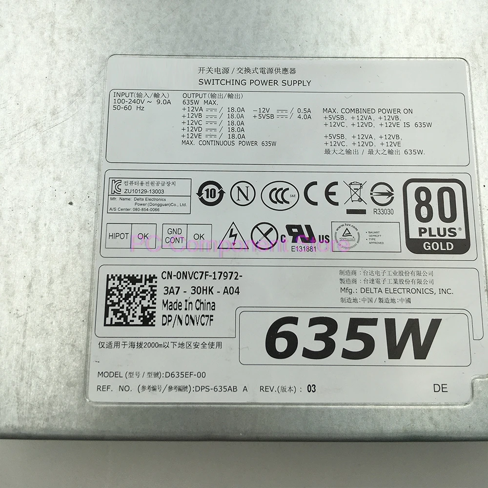 D635EF-00 для Dell T5600 T3600 635W источник питания рабочей станции NVC7F полностью