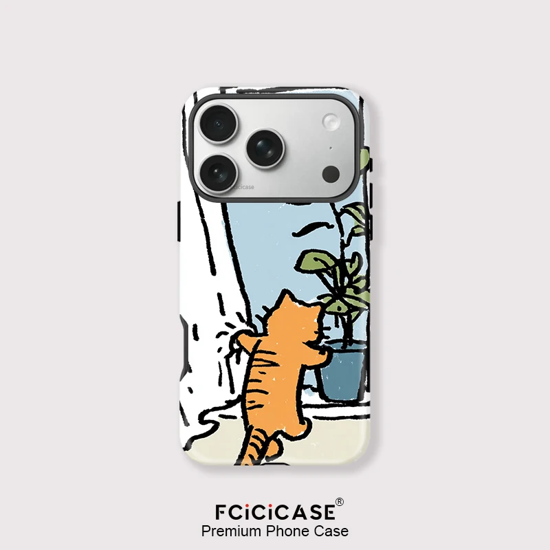 Фото Чехол Fcicicase для iPhone 17, чехол для телефона с милым мультяшным рисунком кота для iPhone 17 Pro Max 12, 13, 11, 16, 15, 14 Plus для Magsafe Capa №1
