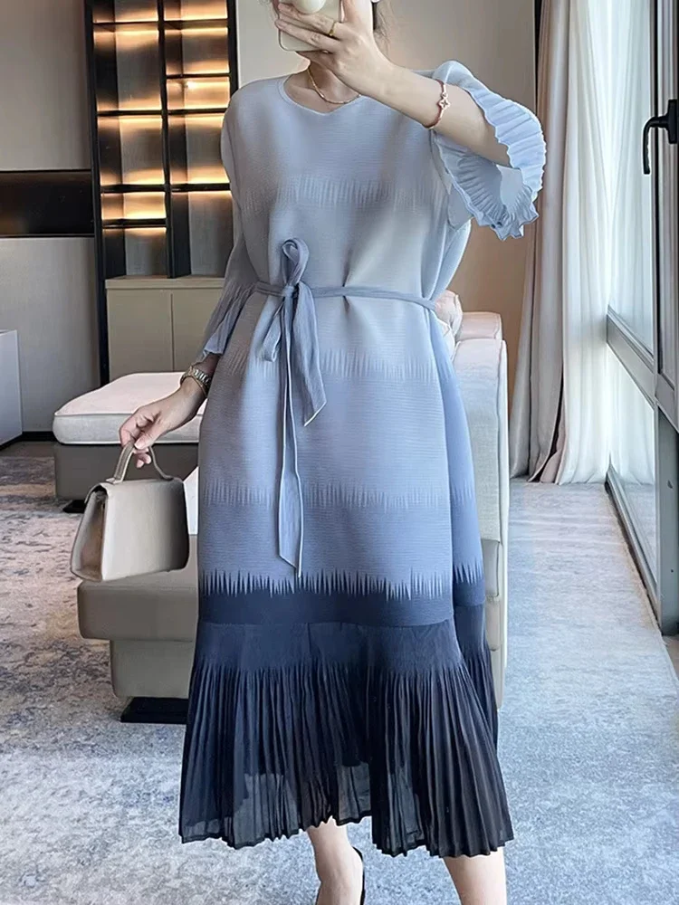 Плиссированные Длинные платья EGRM женские платья-трапеции средней длины с