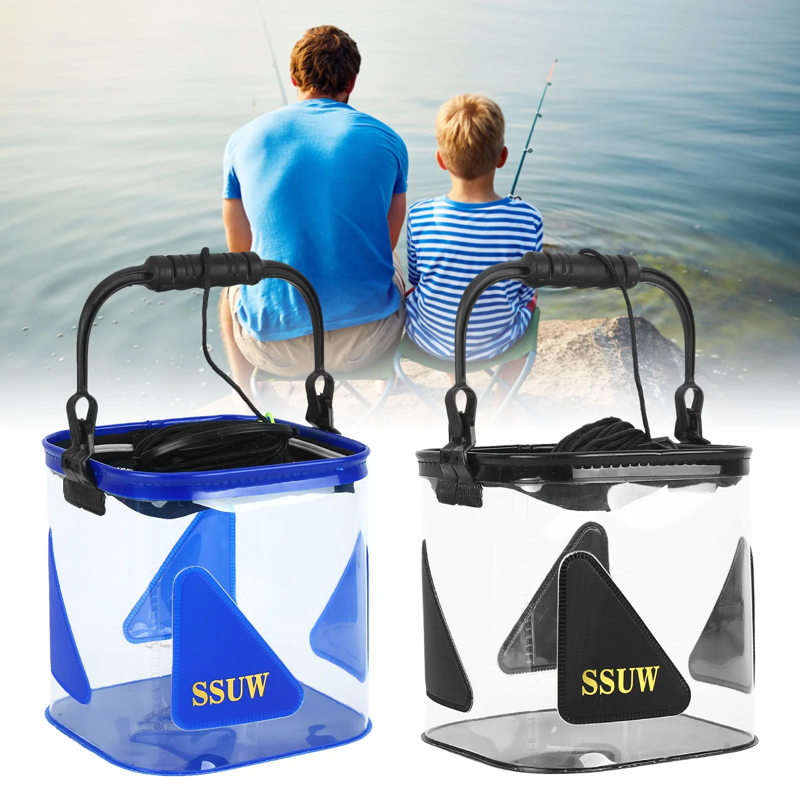 

Clear Fishing Bucket Small Water Container Outdoor Bait Keg Accessories Equipment Accessory Carp