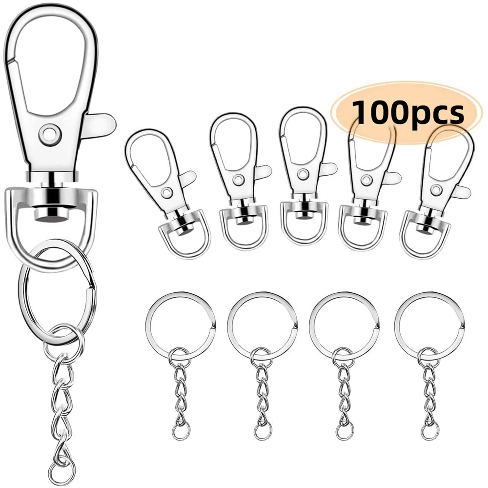 100pcs Metal Keyring Keychain Split Rings Keyfob Key Rings Key Chain Key Pendant Ring Stainless Steel Rings