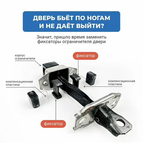 Ремкомплект ограничителей на 4 двери Mitsubishi PAJERO IO, PININ 1998-2007. СОВМЕСТИМОСТЬ В ОПИСАНИИ!