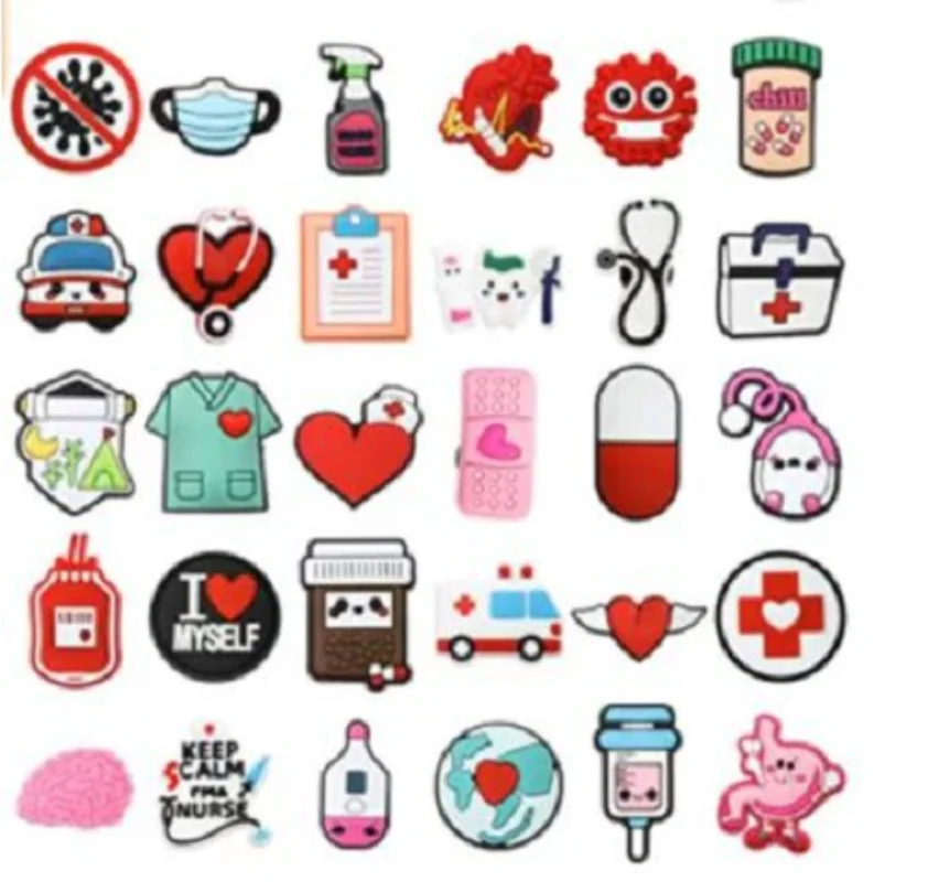 16-30pcs/Set Doctor Nurse Shoe Charms Accessories Fits For Crocs Boys Girls Kids Christmas Birthday Party Favors Gift