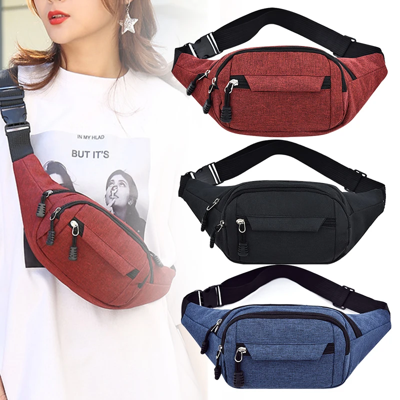 

Men Women Waist Bag pack Purse Casual Large Phone Belt Bag Pouch Canvas Travel Sports Phone Bag Fanny Hip Storage Bags