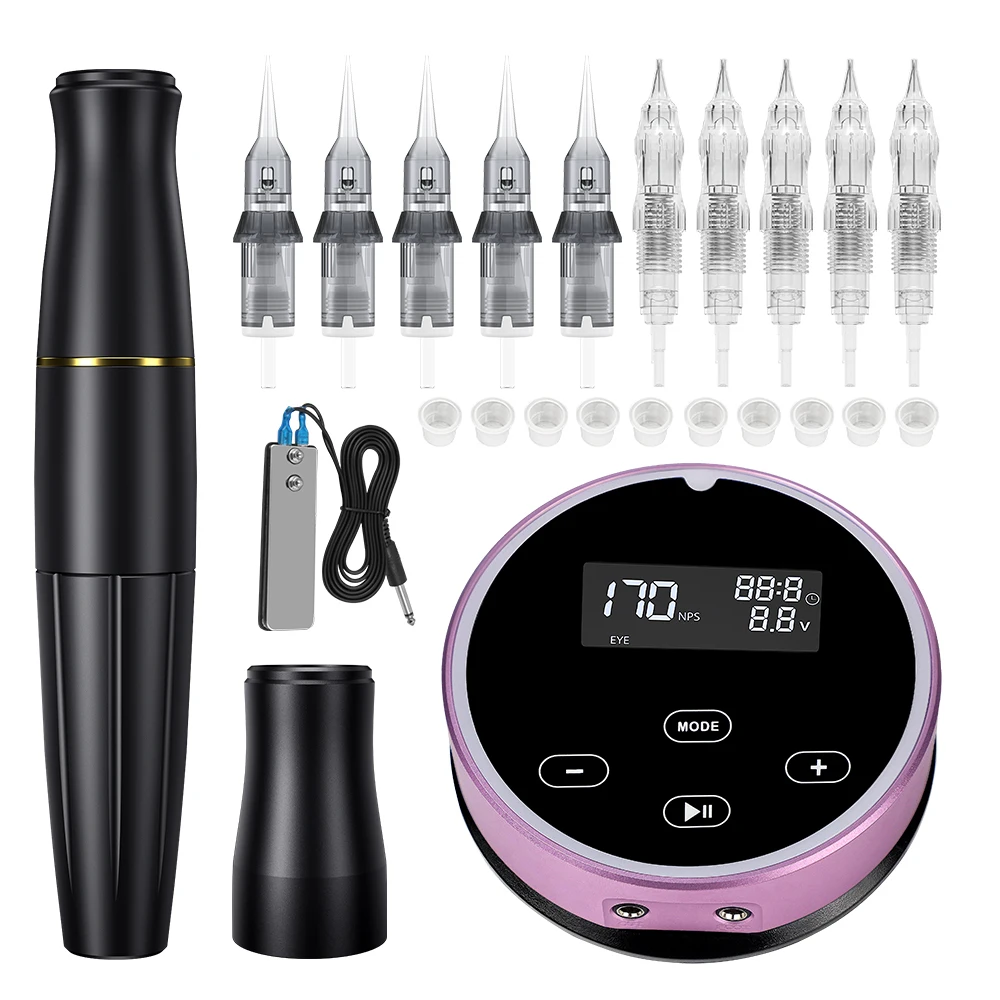 Машинка для перманентного макияжа P90, двойной аппарат для микроблейдинга бровей, машинка «сделай сам» с иглой для тату-картриджа