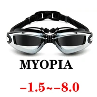 2021 adult myopia swimming goggles earplug professional pool glasses anti fog men women optical waterproof eyewear wholesale