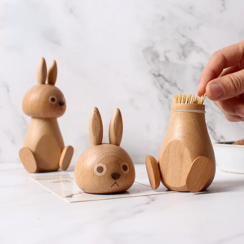 

Creative and Cute Rabbit, European Style Commercial Toothpick Holder, Light Luxury Style, Wooden Ins, Household Toothpick Box