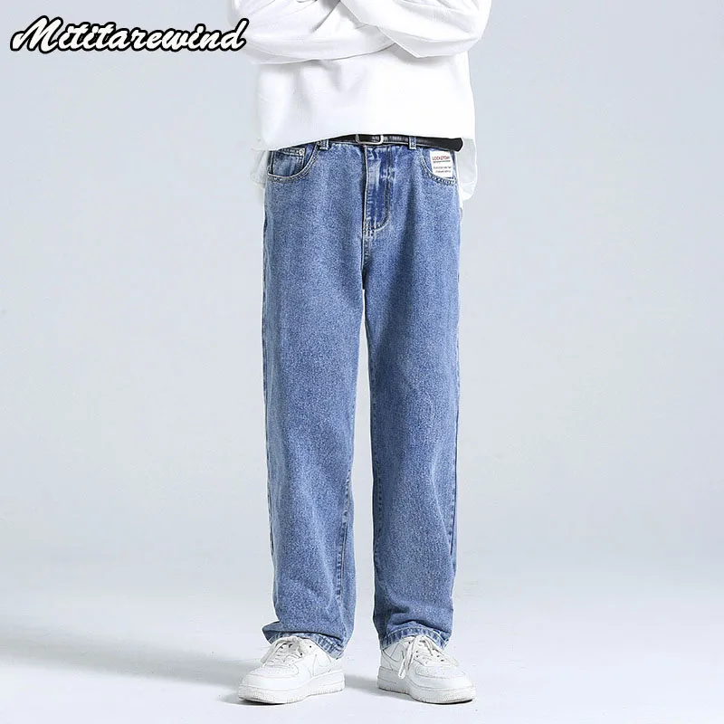 

High Street Spring Autumn Ins Y2k Men Pants Straight Hip Hop Streetwear Jeans Casual Full Length Denim Loose Male Trousers