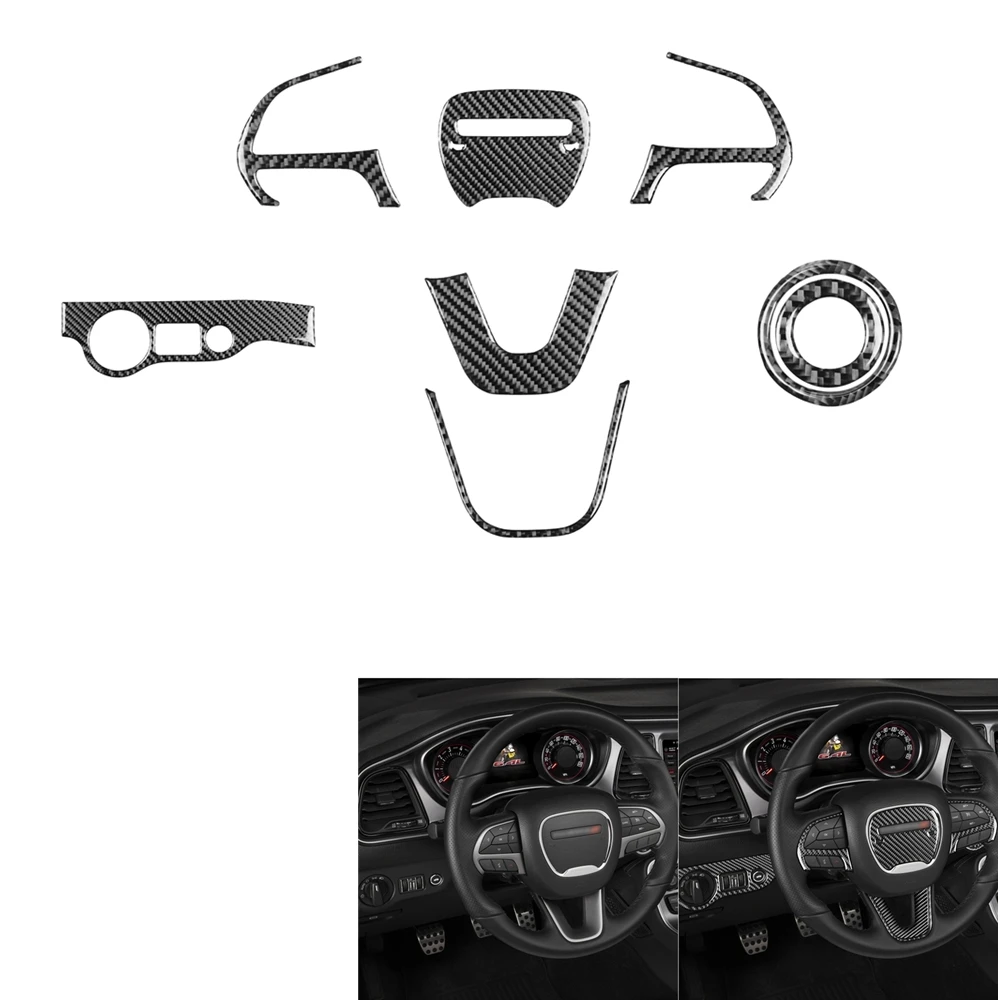 

Наклейка на панель рулевого колеса из углеродного волокна для Dodge Challenger 2015 2016 2017 2018 2019 2020