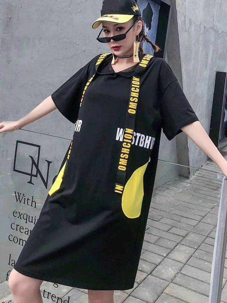 XITAO Print Letter Pleated Dress Fashion  Pattern 2020 Spring Elegant Mesh Patchwork Small Fresh Casual Dress XJ4418