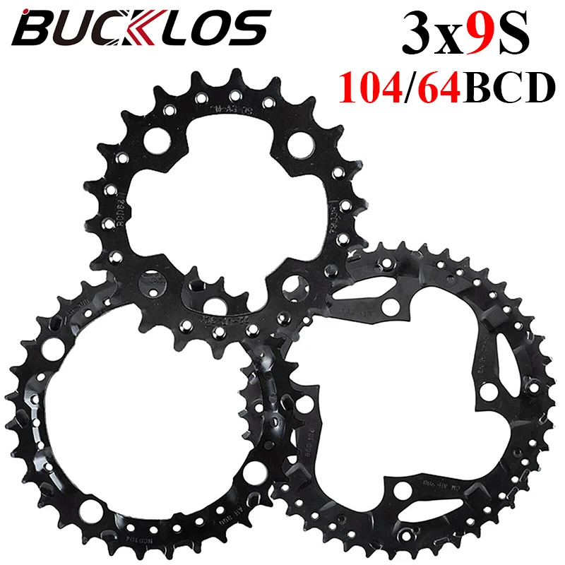 

BUCKLOS 3X9S Bicycle Chainring 22T 32T 44T 104/64BCD Mountain Bike Chainring Set Ultralight Durable MTB Chainwheel Cycling Parts