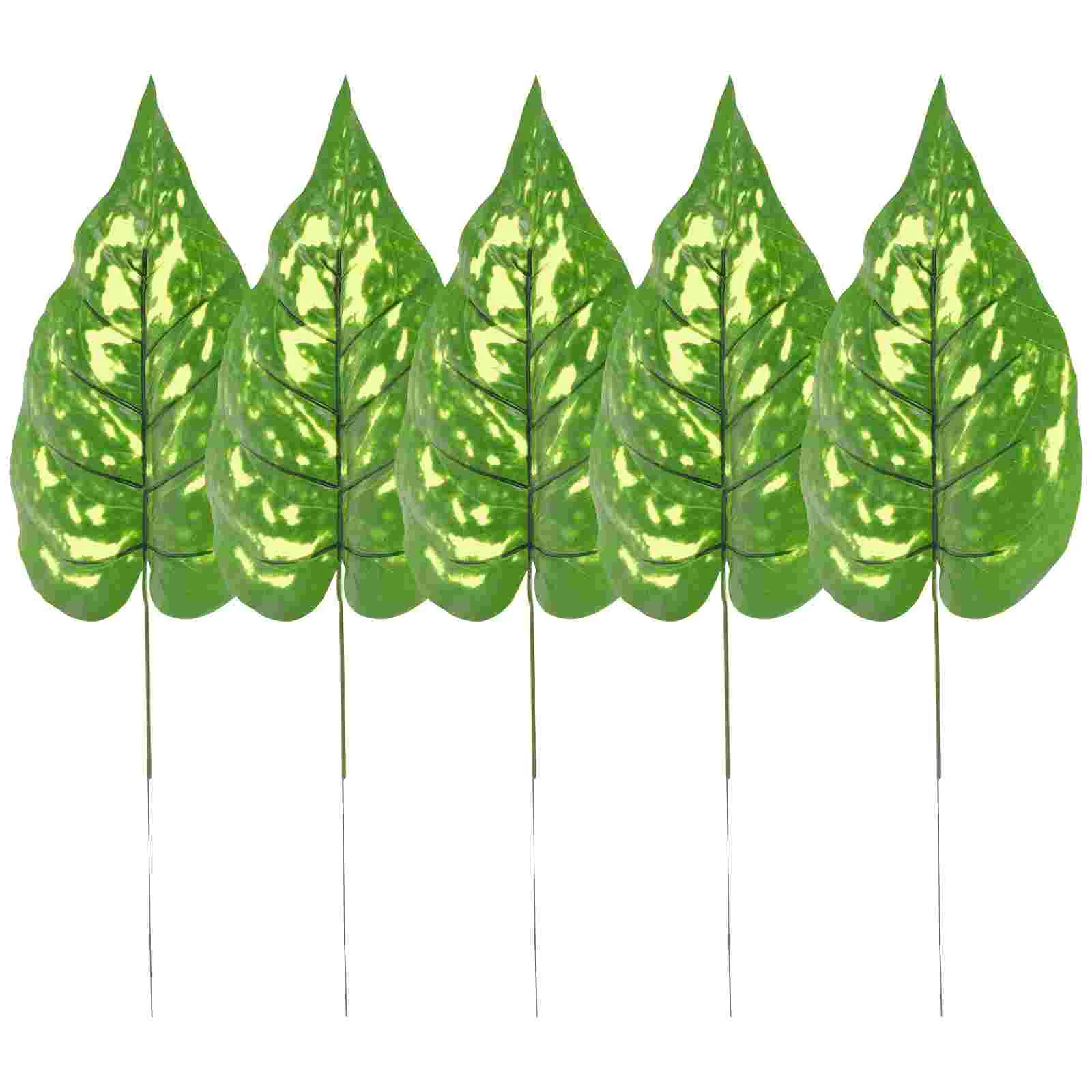 

5 Pcs Peacock Decor Simulation Glued Artificial Tree 38x10cm Glossy Cloth