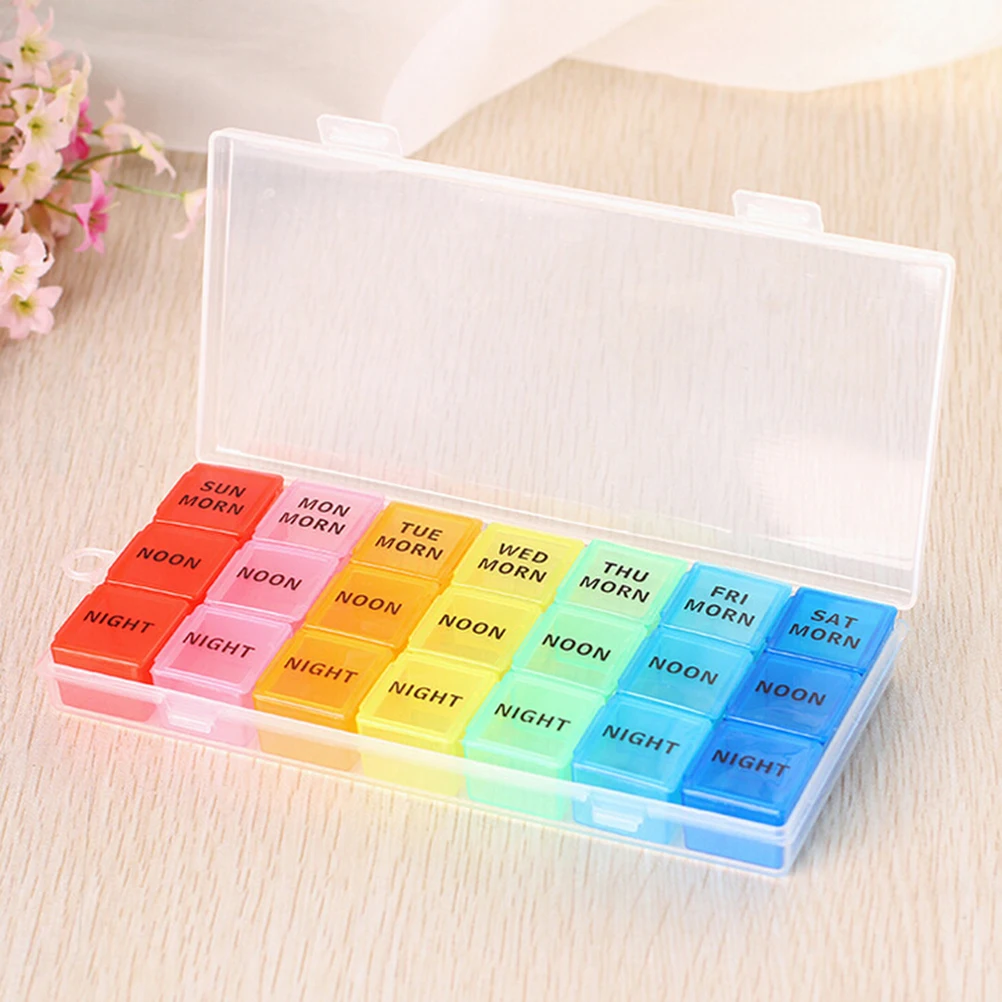 New 7 Day Pill Medicine Tablet pillbox Dispenser Organizer Case with 21 compartments pill box multicolor container for medicines