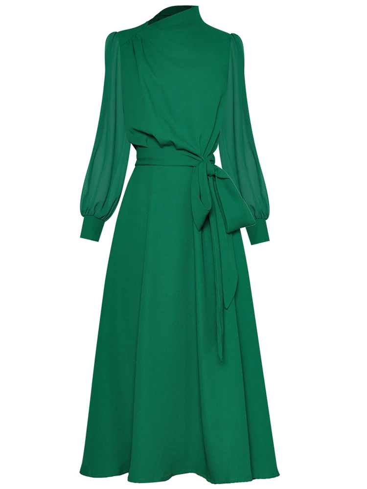 Женское модельное платье миди с длинным рукавом повседневное элегантное