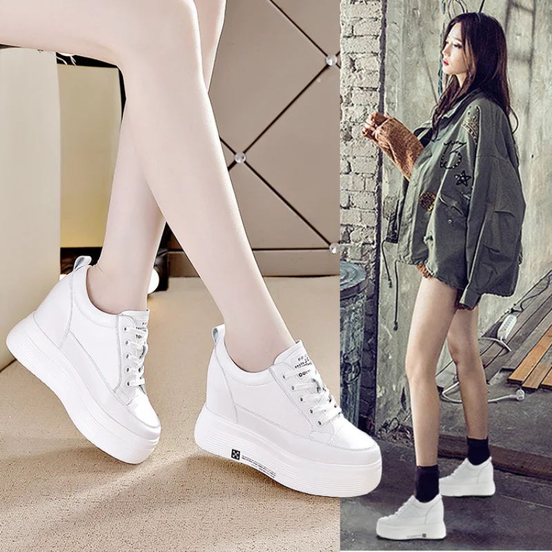 

BCEBYL Spring/summer New Fashion Small White Shoes Low Top Wedge Heel 10cm High Casual Platform Women's Shoes Platform Sneakers