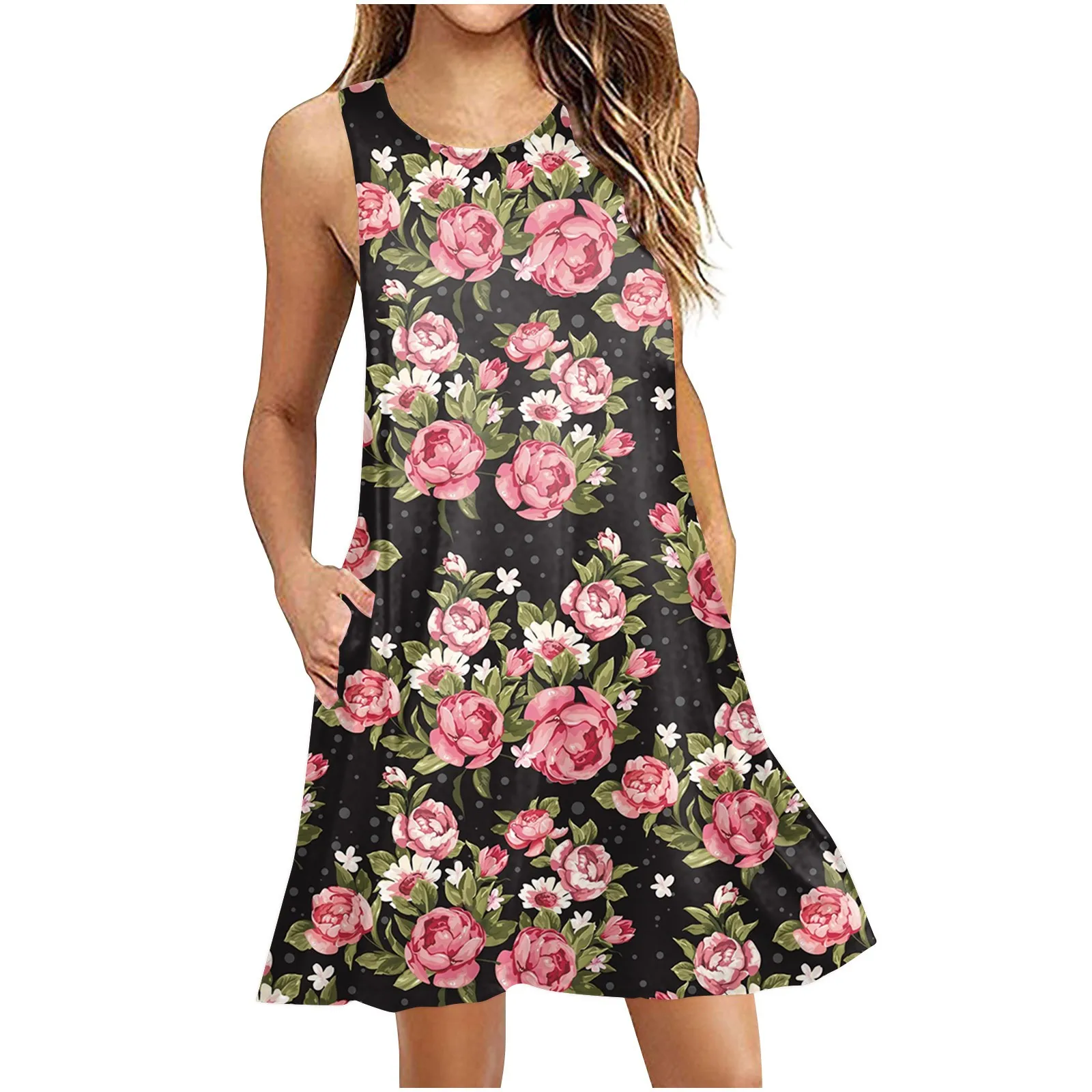 

Summer Dresses For Women Women'S Fashion Beach Dress Sleeveless Flower Print Casual Evening Dress Women'S Summer Wear Vestidos