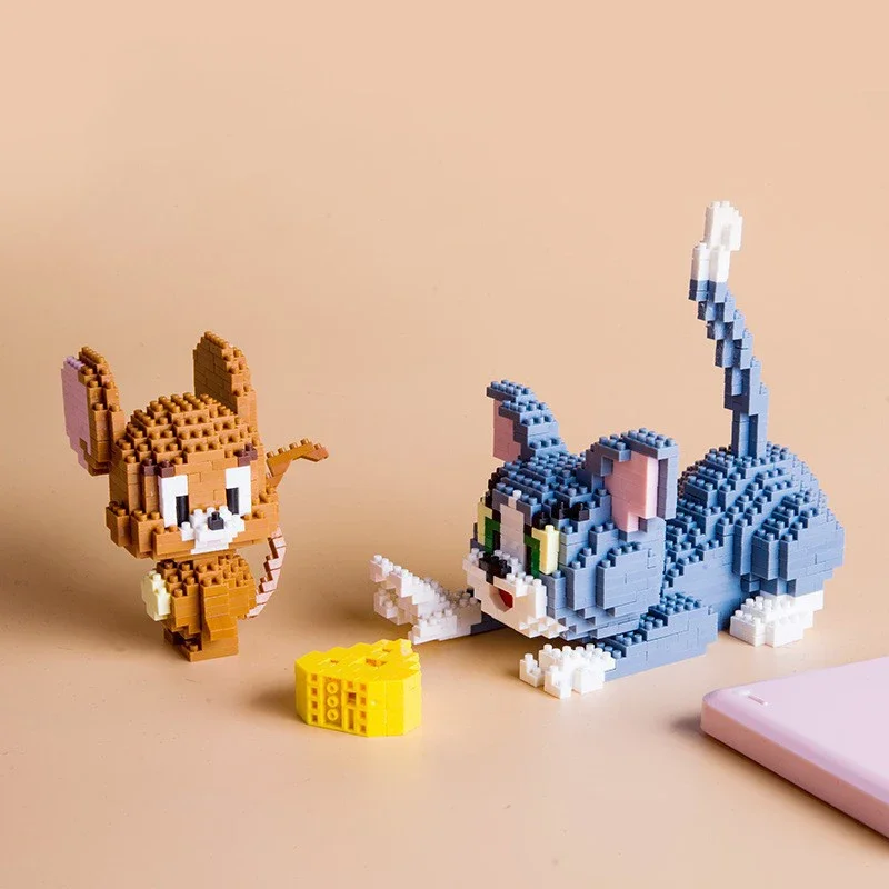 Том и Джерри микро-строительные блоки сыр кошка мышь сборка 3D модель аниме