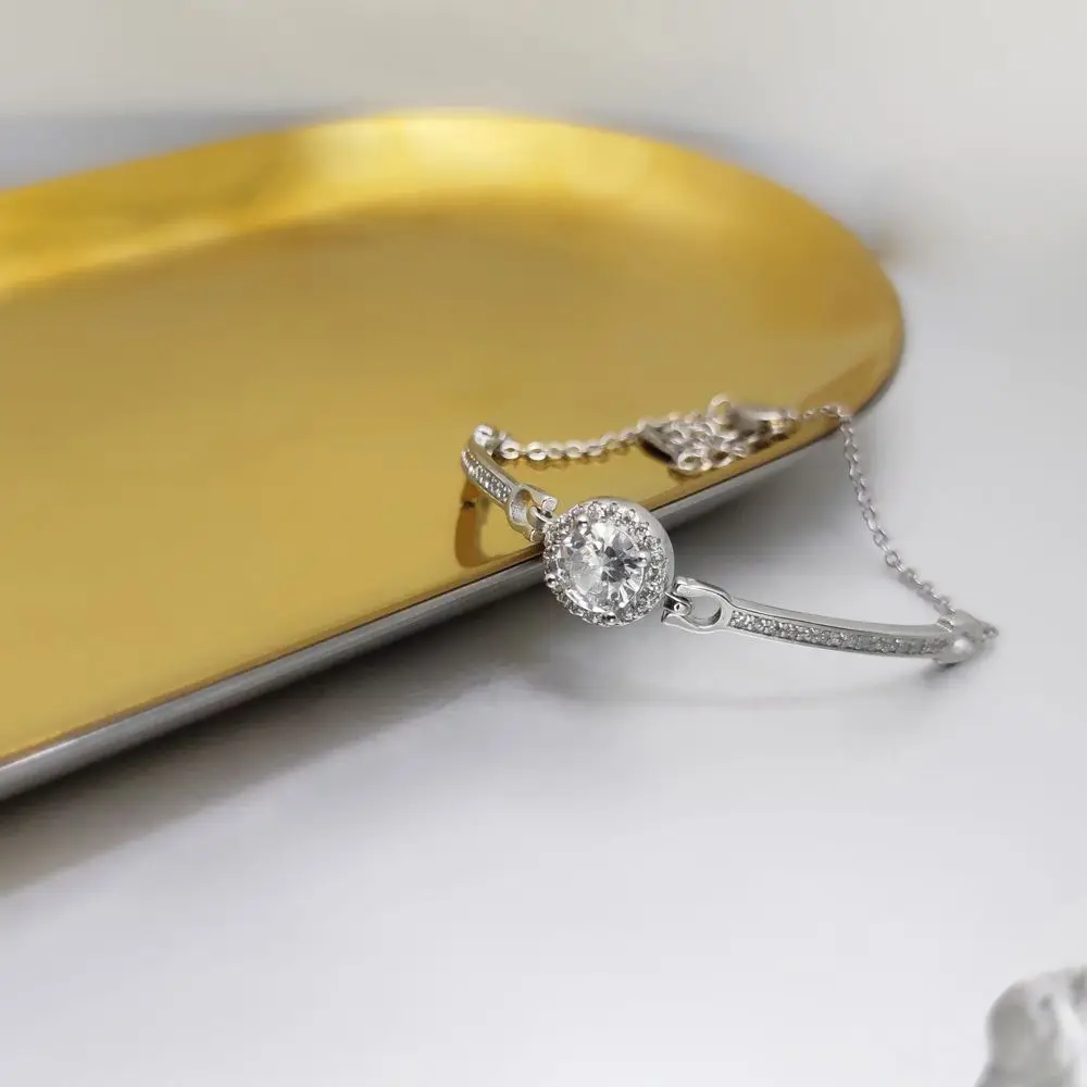 HESHI кубический цирконий и Латунное покрытие из белого золота маленькая