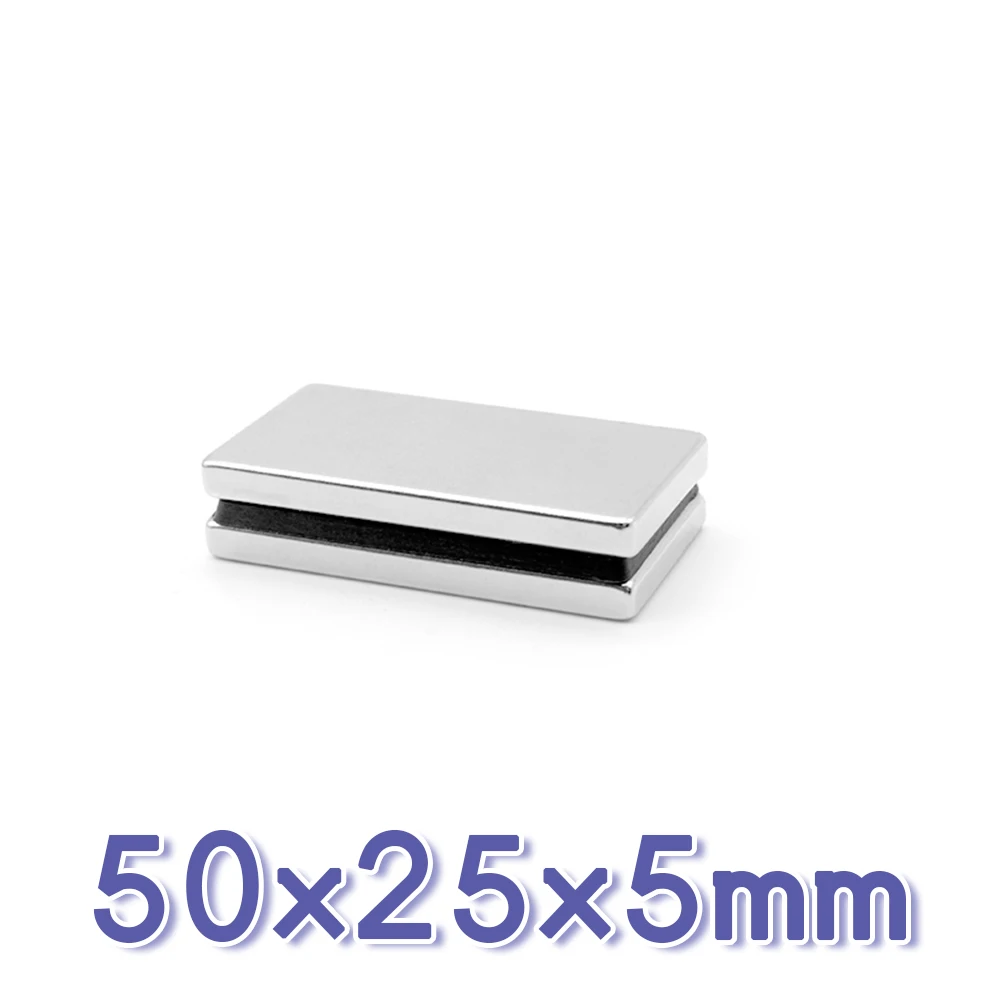 

1/2/3/5/10PCS 50x25x5mm Big Block Rare Earth Magnet N35 Rectangular Strong Neodymium Magnet 50x25x5 Permanent Magnet 50*25*5