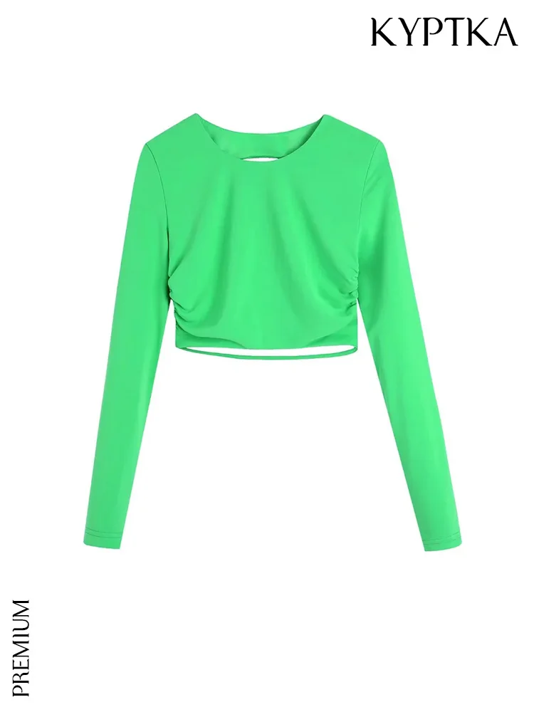 

Женская блузка с длинным рукавом и открытой спиной