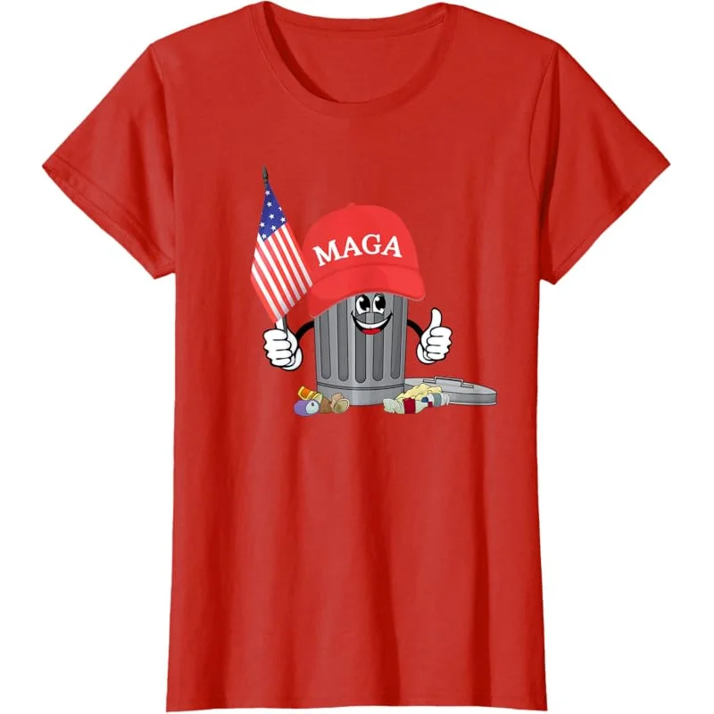 Забавная футболка с изображением мусора для массажа Трампа и мультяшным