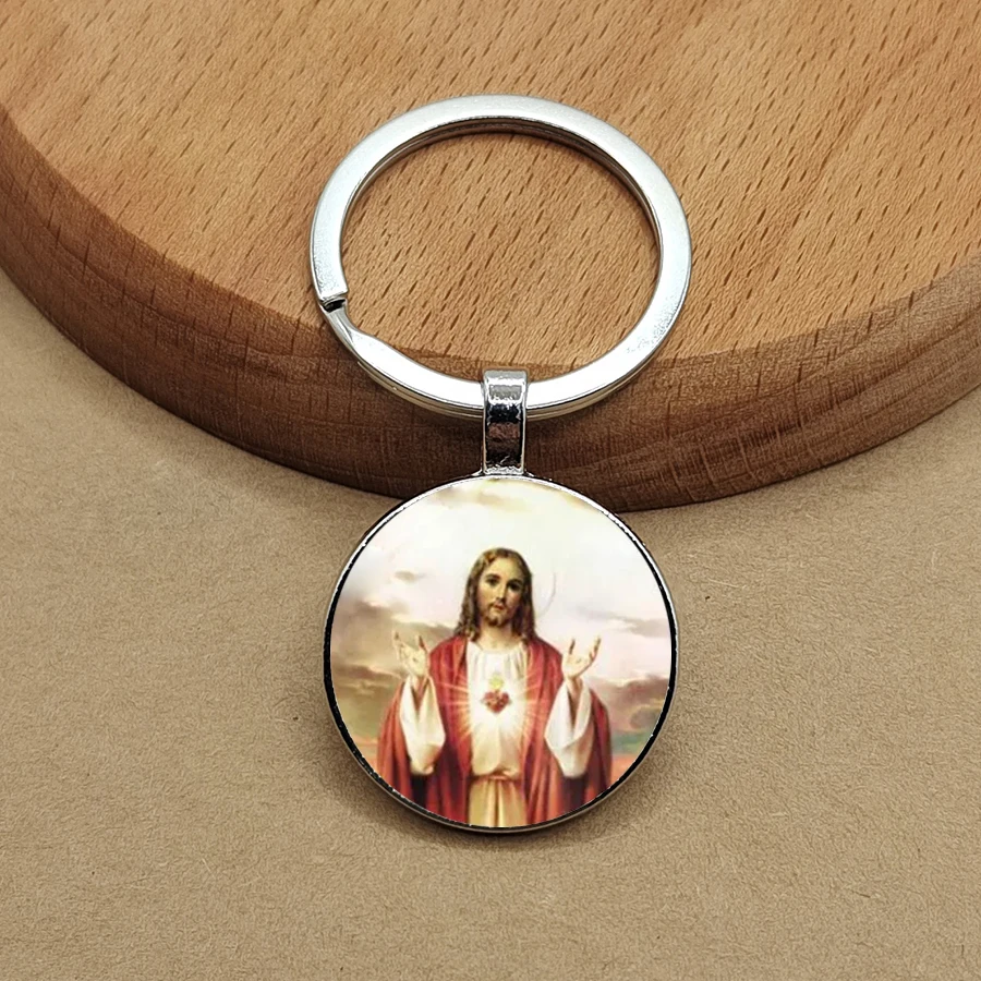 Стеклянный брелок для ключей с изображением Богородицы Иисуса аксессуары Европы