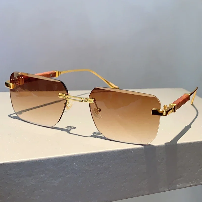 Солнцезащитные очки без оправы для мужчин и женщин UV400 стильные винтажные