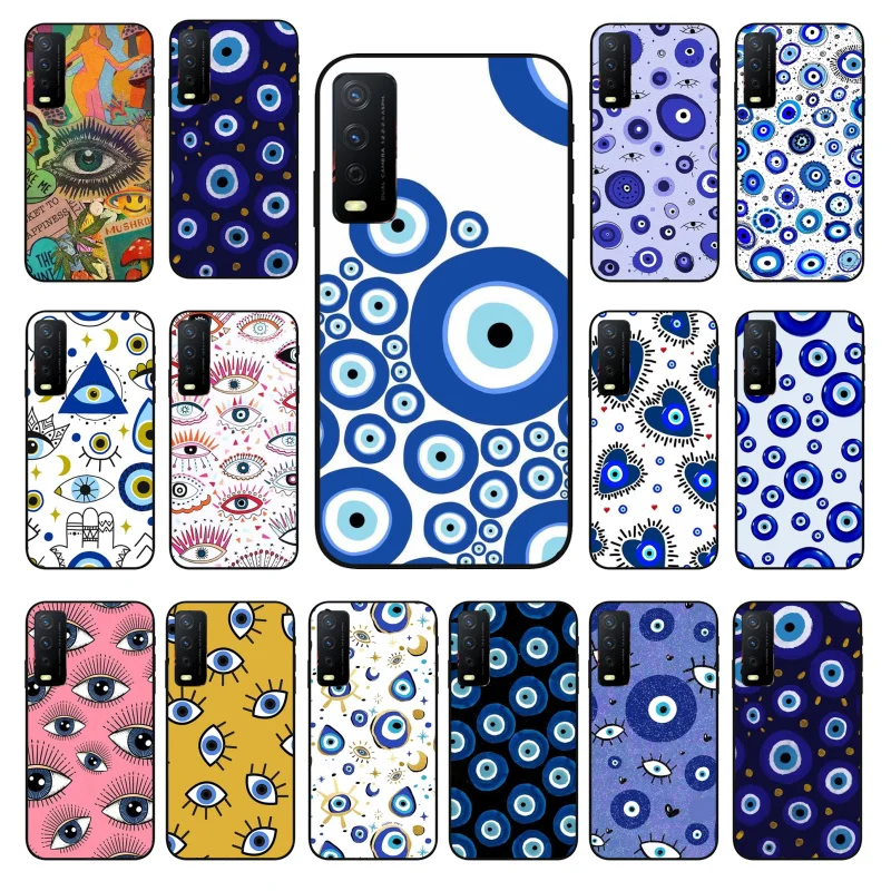 

Blue Evil Eye Phone Case for VIVO Y15s Y20 Y11 Y12 Y17 Y19 Y20S Y31 Y9s Y91 Y21 Y51 Y20i Y93 Y12S Y70