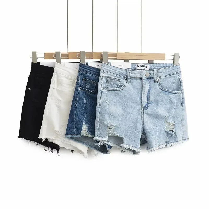 Шорты TRAF ZR женские джинсовые хлопковые современные штаны из денима с завышенной