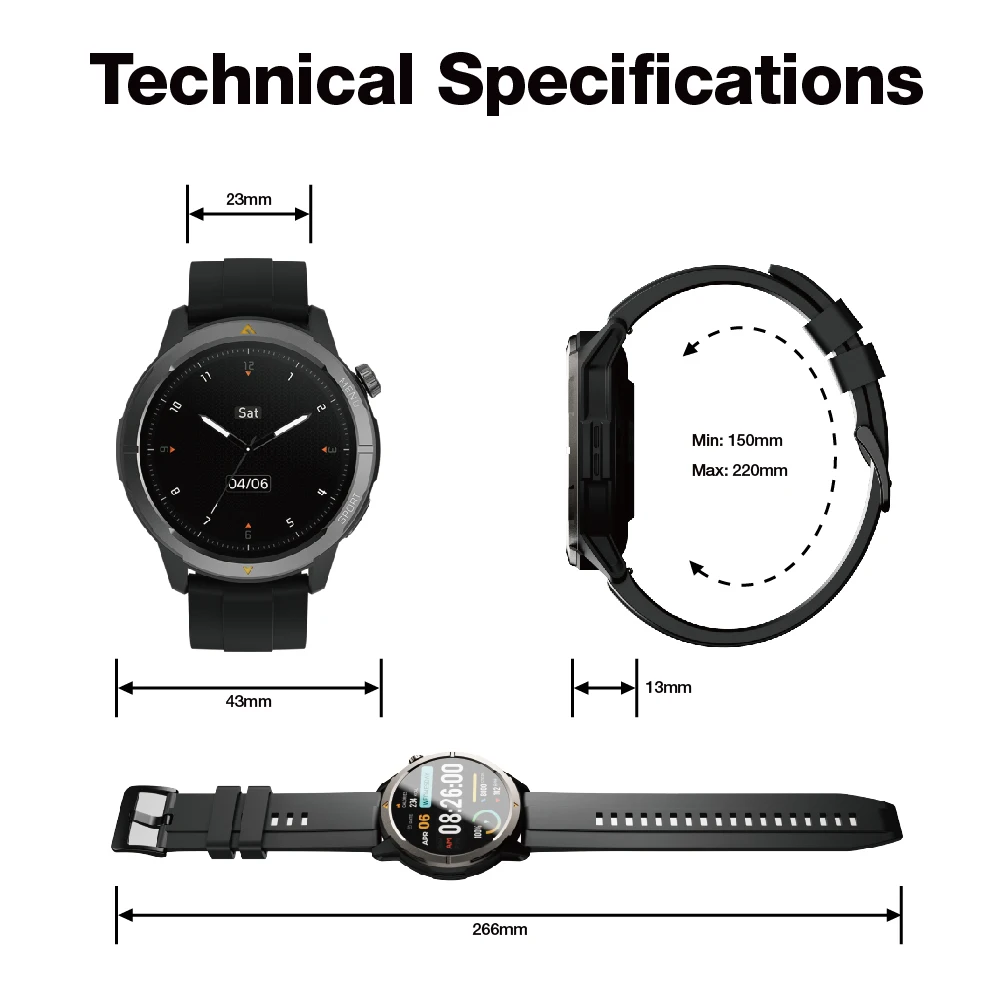 Умные часы AGM Legion 1,43 дюйма AMOLED 5ATM, водонепроницаемые, 100 спортивных режимов, GPS-компас — прочный дизайн для любителей активного отдыха (art.: 3920cbfc3c242) - 3920cbfc3c242