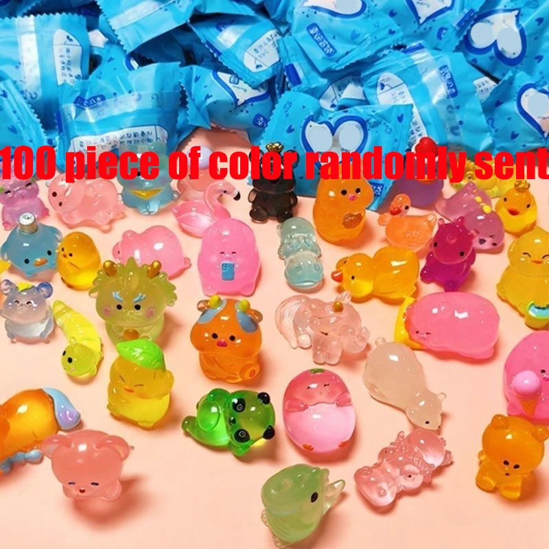

100 шт., мини-смола, коробка для еды в виде животных, игрушки, офисные настольные украшения, креативные украшения для сада, слепые пакеты, цвета, отправлено случайным образом