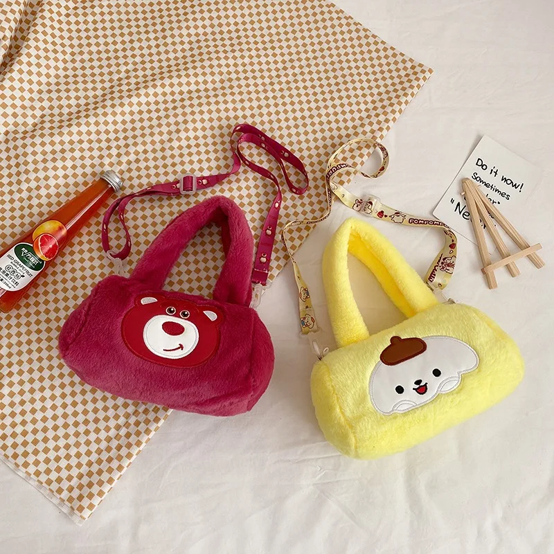 Модный детский рюкзак на плечо с изображением милого клубничного медведя