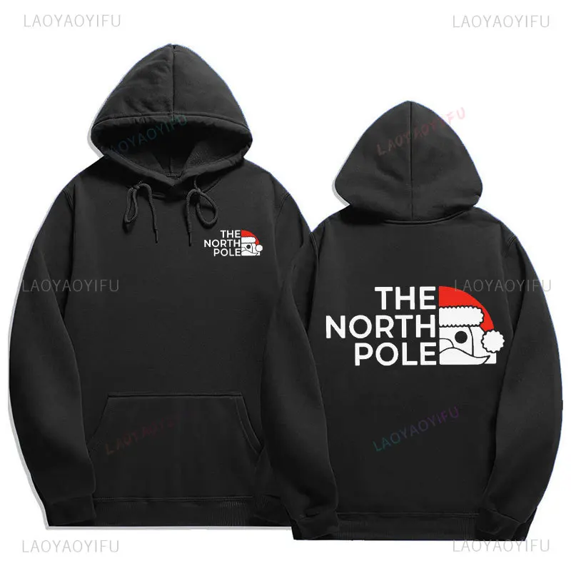 Забавная рождественская толстовка The NORTH POLE Санта-Клаус с лацканами