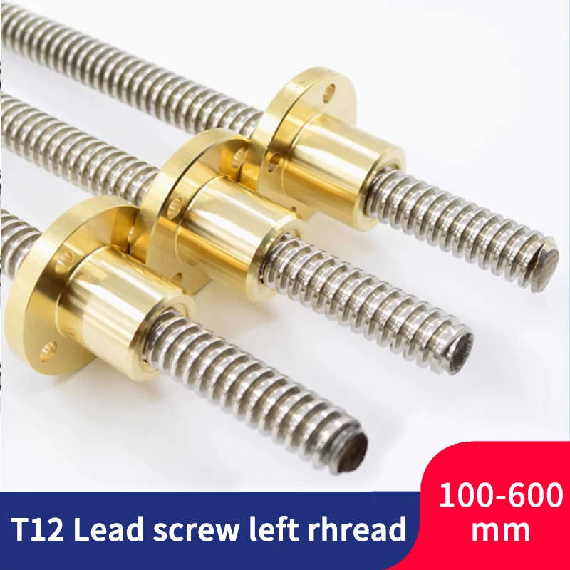 3D-принтер T12 Ходовой винт с левой резьбой Длина 100 мм 200 300 400 500 600 Выборка 2 Свинец 3
