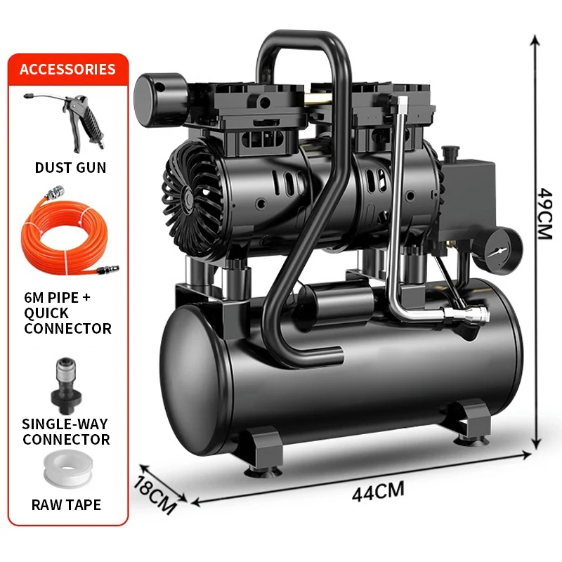 

Бесшумный воздушный насос для воздушного компрессора, Малый безмасляный воздушный компрессор промышленного класса, 220 В, портативный, для деревообработки, высокого давления, воздушный полиуретан