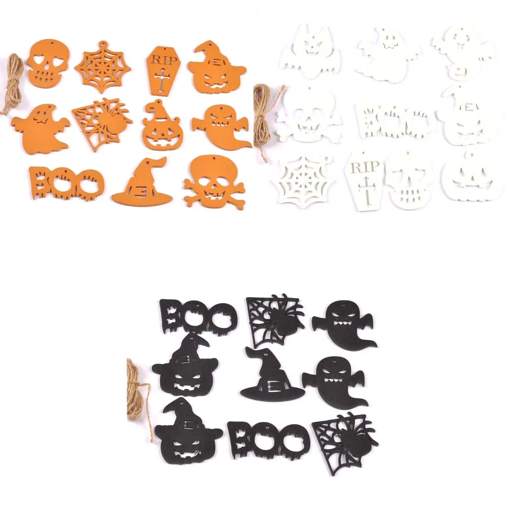 

15 шт. призраки на Хэллоуин/паук/ведьма, шляпа, черная деревянная подвеска, подвесные украшения для вечерние НКИ, украшения «сделай сам»