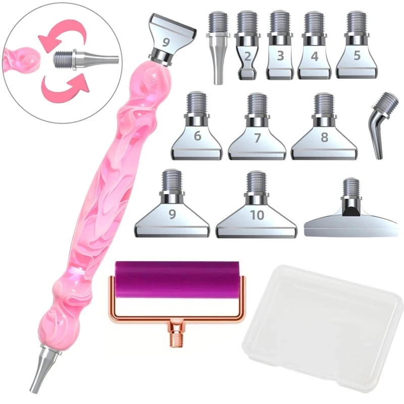 HOMFUN (14 шт.) тыквенная ручка в форме + 12 серебристых алмазных битов 1 валик шт. с