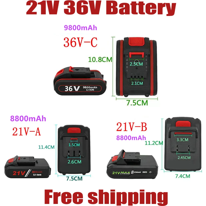 

New 21v36v8800mah electric tool general rechargeable lithium battery electric screw driver electric drill lithium ion batter