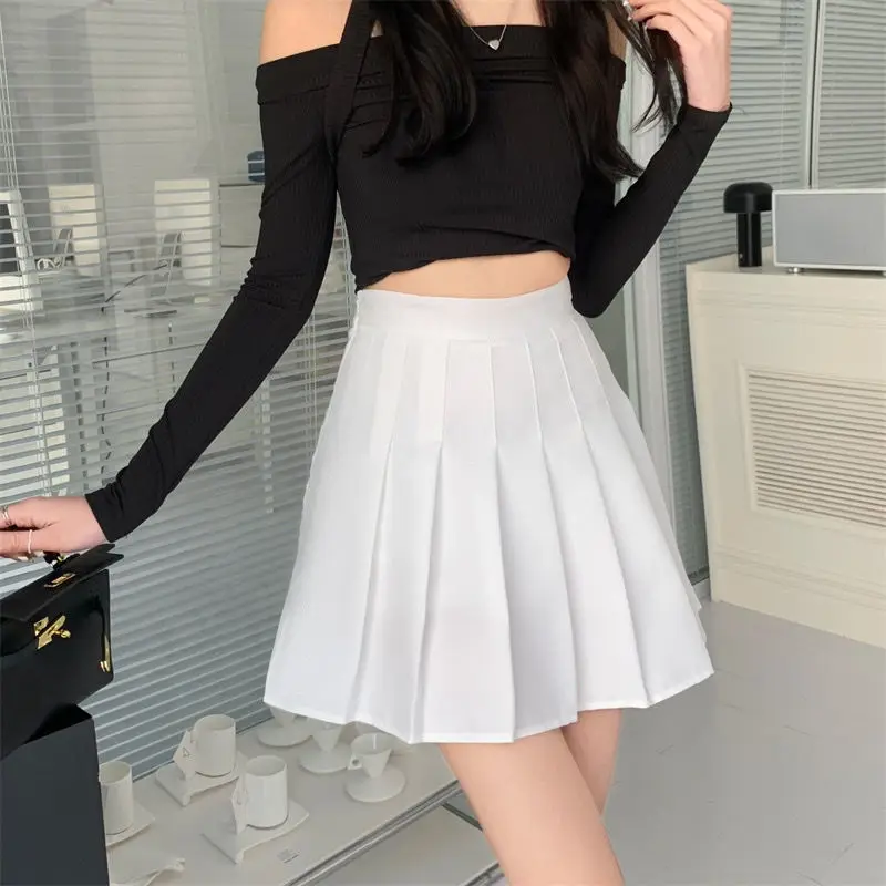 2023 Spring summer Popular JK Skirt with Lining Pleated Skirt Women's Skirt High Waist A- line Slimming fashion waist sexy skirt