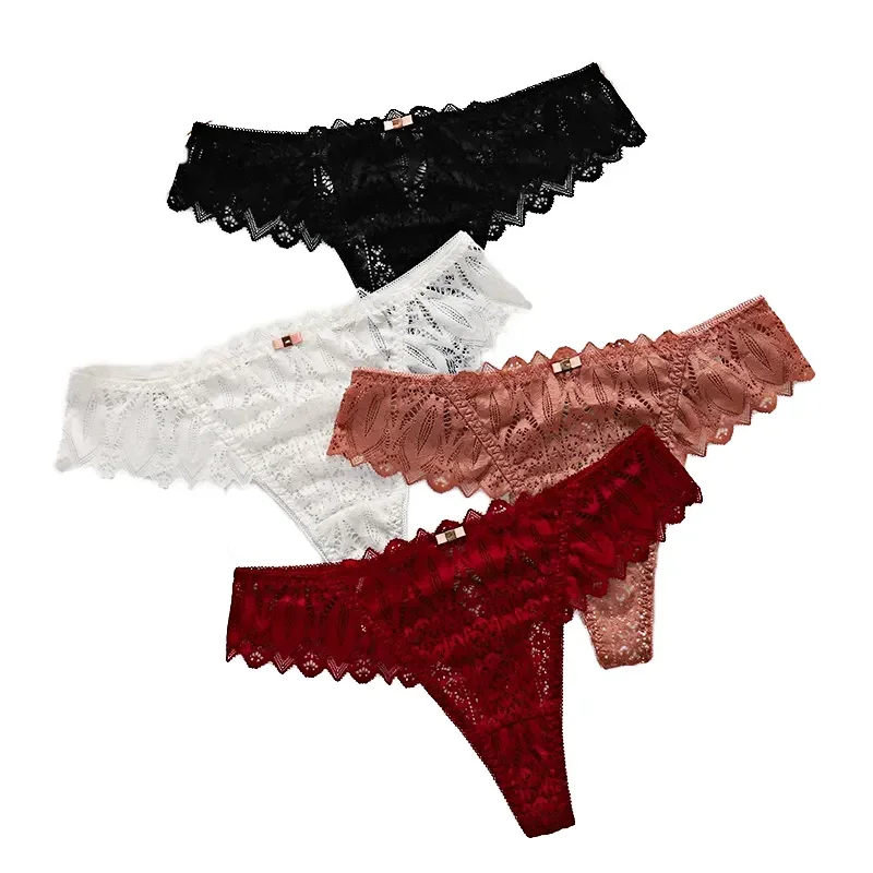 

Women Sexy Panties Embroidery Transparent Uderwear Low-Rise Briefs Lace Intimates