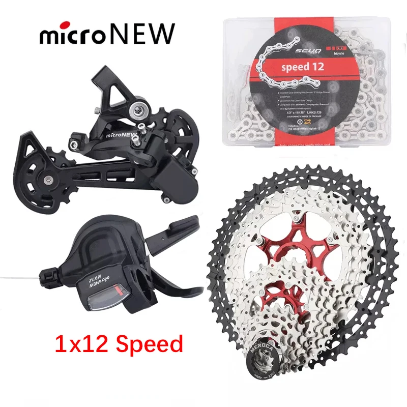 

microNEW 1x12 Speed Aluminum Plus PA Nylon Rear Derailleur Mountain Bike 12S Shifter with Shift Cable for MTB 12V Derailleur