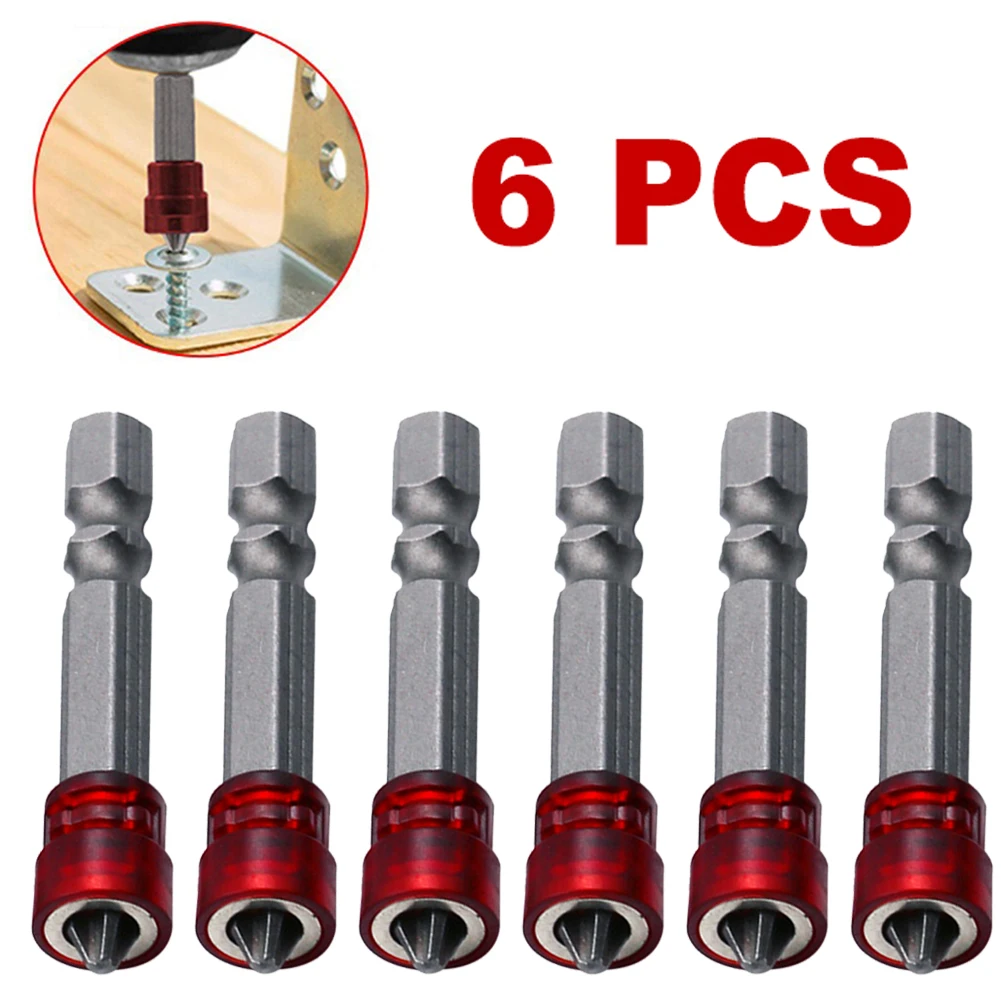 

6pcs Magnetic Cross Screwdriver Bits PH2 6.35mm Shank 50mm Electric Screw Tool